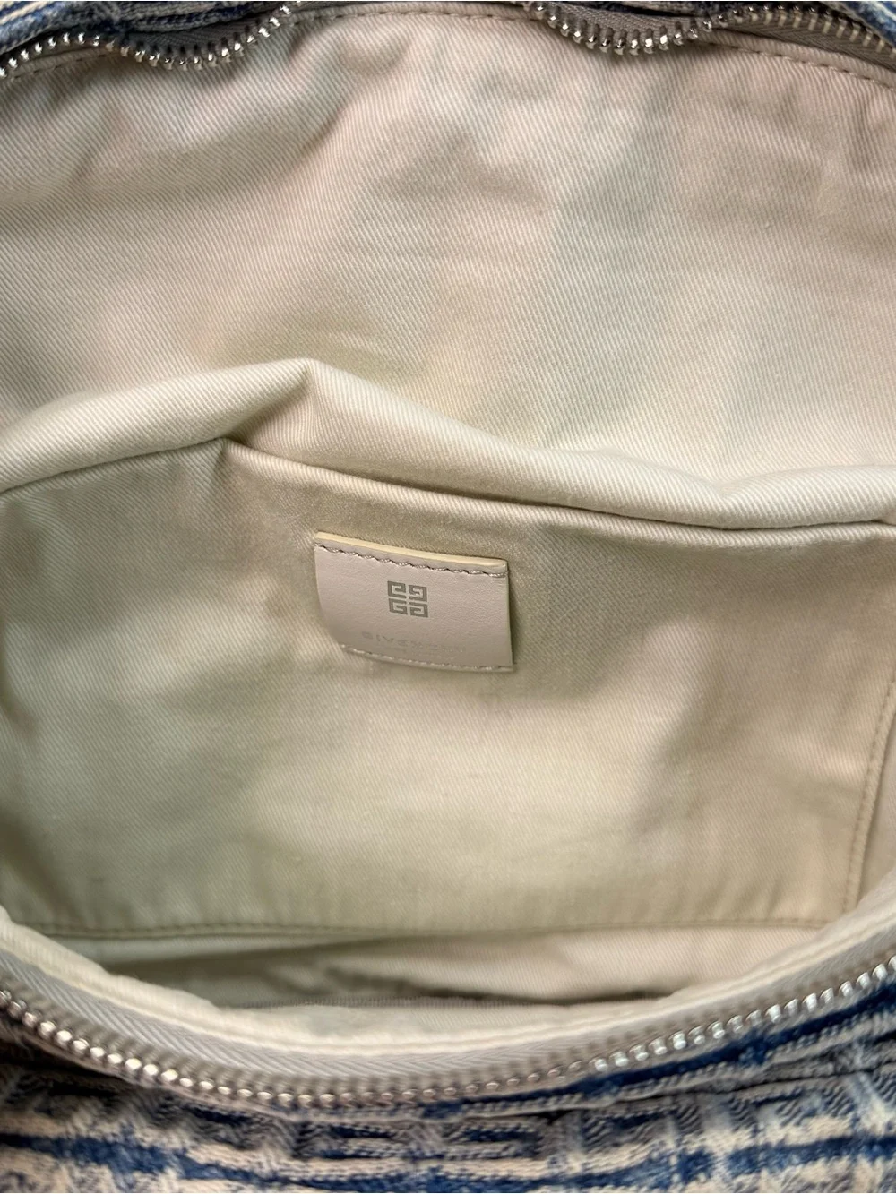 Givenchy Monogram Denim Logo 4G Print Belt Bag Crossbody Light Blue